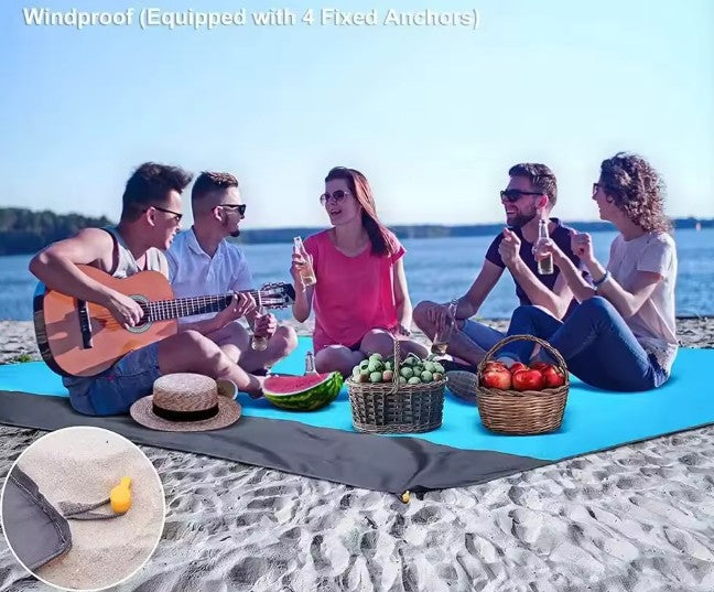 Couverture de Plage Anti-Sable 200 × 140 cm – Imperméable, Légère et Portable pour Pique-Nique, Voyage et Camping