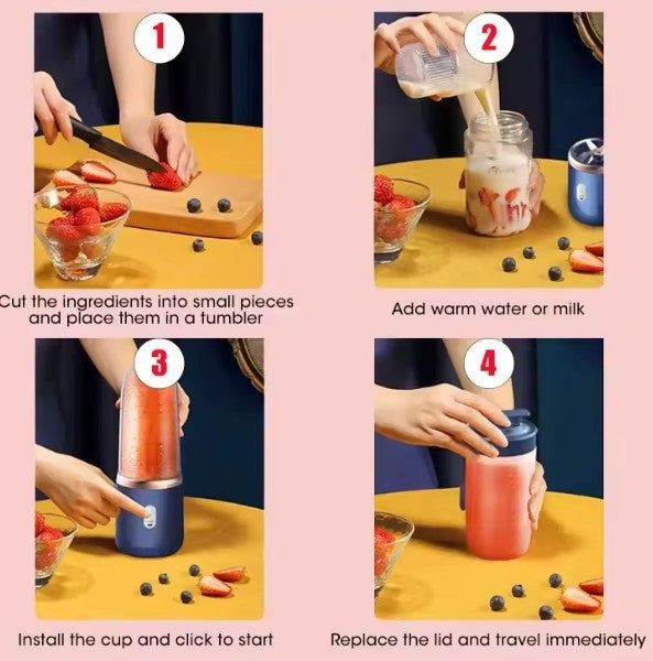 Mélangeurs de jus de fruits portables, Mini bouteille électrique personnelle d'été, USB, 6 lames, presse-agrumes, Machine pour la cuisine