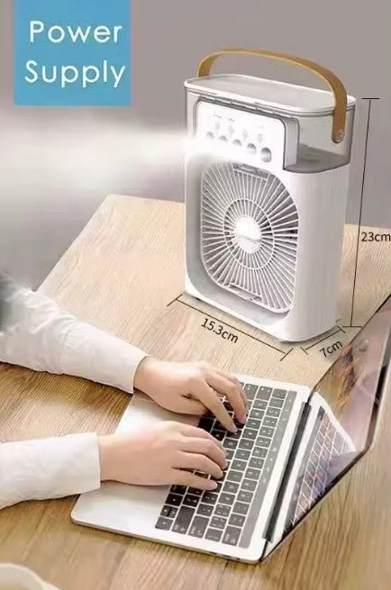 Climatiseur Portable 3-en-1 – Mini Refroidisseur d’Air, Ventilateur et Humidificateur avec Veilleuse LED