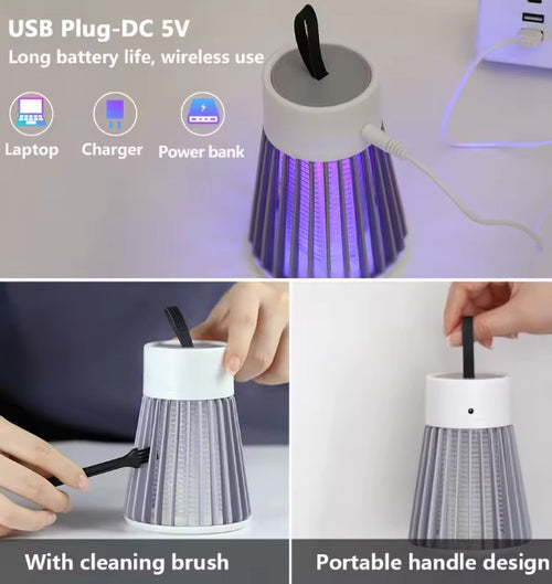 Lampe Anti-Moustiques Électrique 2-en-1 USB – Piège à Insectes avec Veilleuse LED pour Maison, Camping et Extérieur