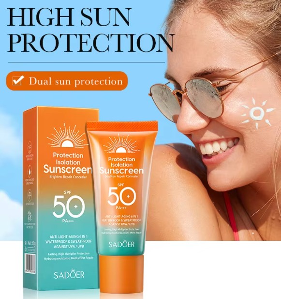 Crème Solaire Visage SPF 50+ PA+++ – Haute Protection UV, Hydratante et Résistante à l'Eau