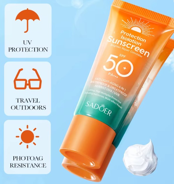 Crème Solaire Visage SPF 50+ PA+++ – Haute Protection UV, Hydratante et Résistante à l'Eau