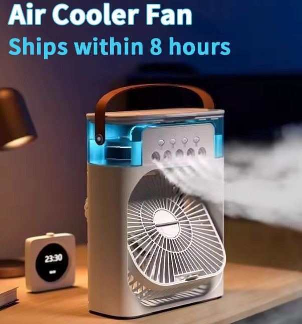 Climatiseur Portable 3-en-1 – Mini Refroidisseur d’Air, Ventilateur et Humidificateur avec Veilleuse LED