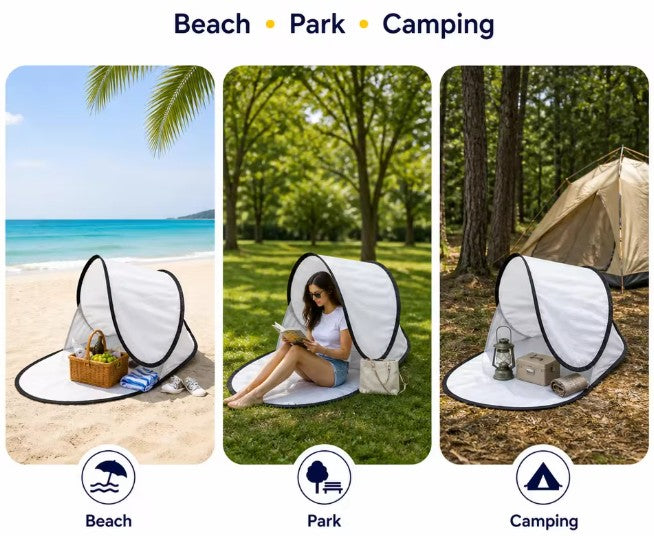 Tente de Plage Automatique Portable – 142 cm x 72 cm | Abri Anti-UV avec Sac de Rangement Ø40 cm